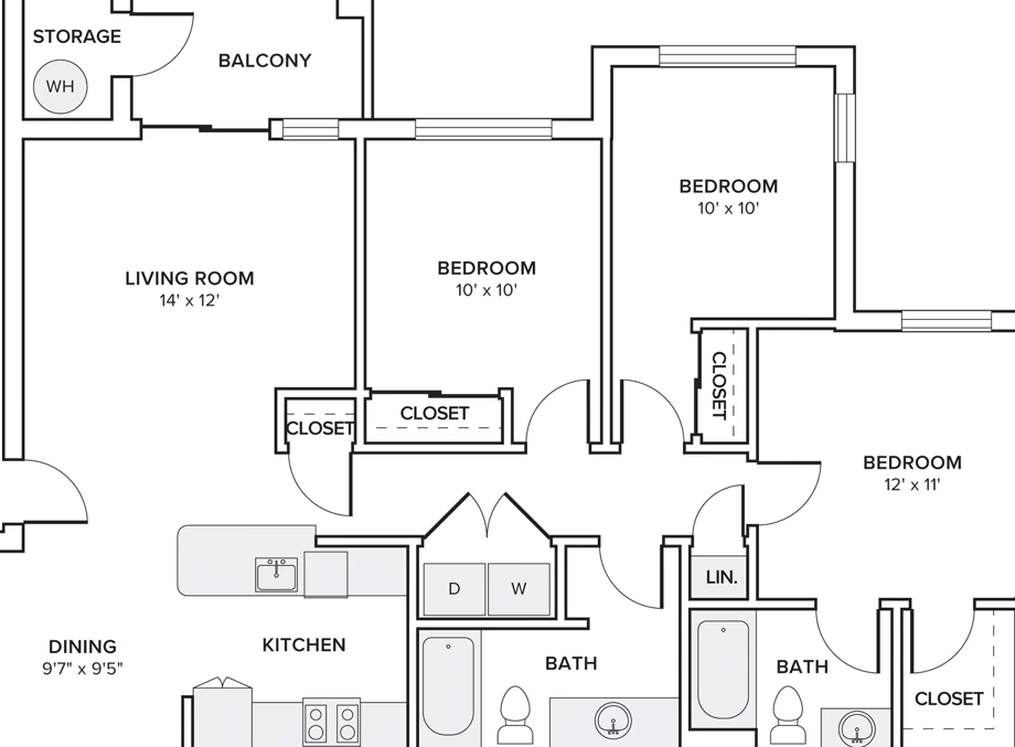Close-up of a simple renovation floor plan